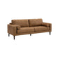 Tely 85 Inch Sofa Transitional Style Soft Caramel Brown Faux Leather By Casagear Home BM311685