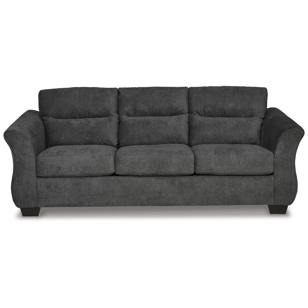 Avel 88 Inch Sofa Tapered Arms and Soft Dark Gray Polyester Cushions By Casagear Home BM311693