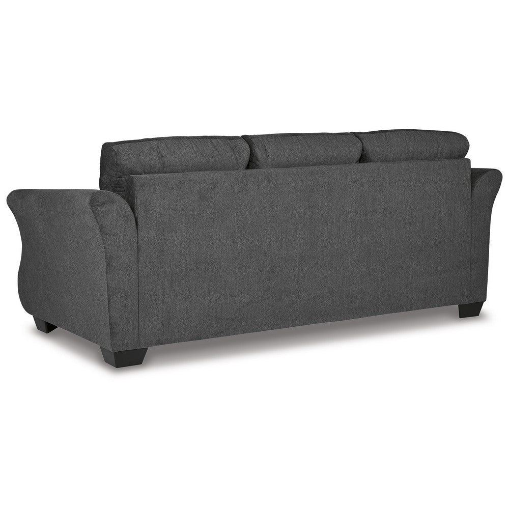 Avel 88 Inch Sofa Tapered Arms and Soft Dark Gray Polyester Cushions By Casagear Home BM311693