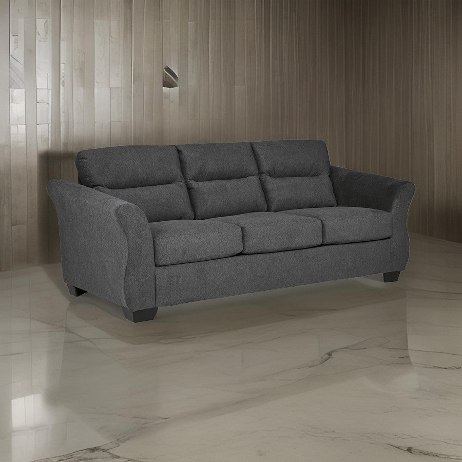 Avel 88 Inch Sofa Tapered Arms and Soft Dark Gray Polyester Cushions By Casagear Home BM311693