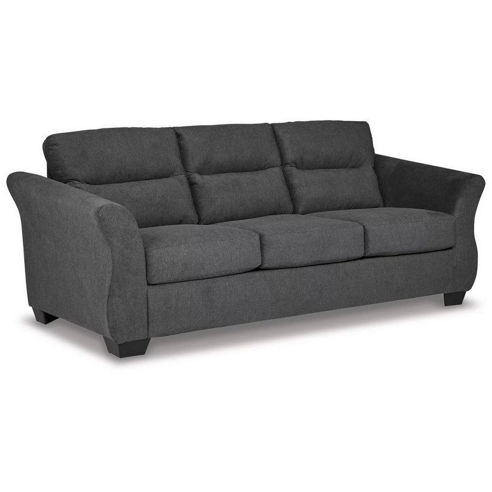 Avel 88 Inch Queen Sofa Sleeper, Curved Tapered Arms, Dark Gray Polyester By Casagear Home