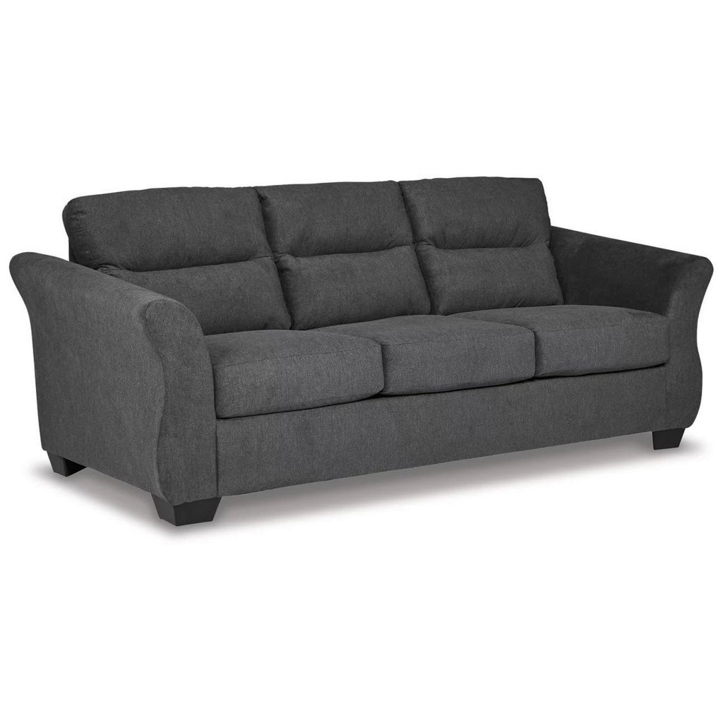 Avel 88 Inch Queen Sofa Sleeper Curved Tapered Arms Dark Gray Polyester By Casagear Home BM311694