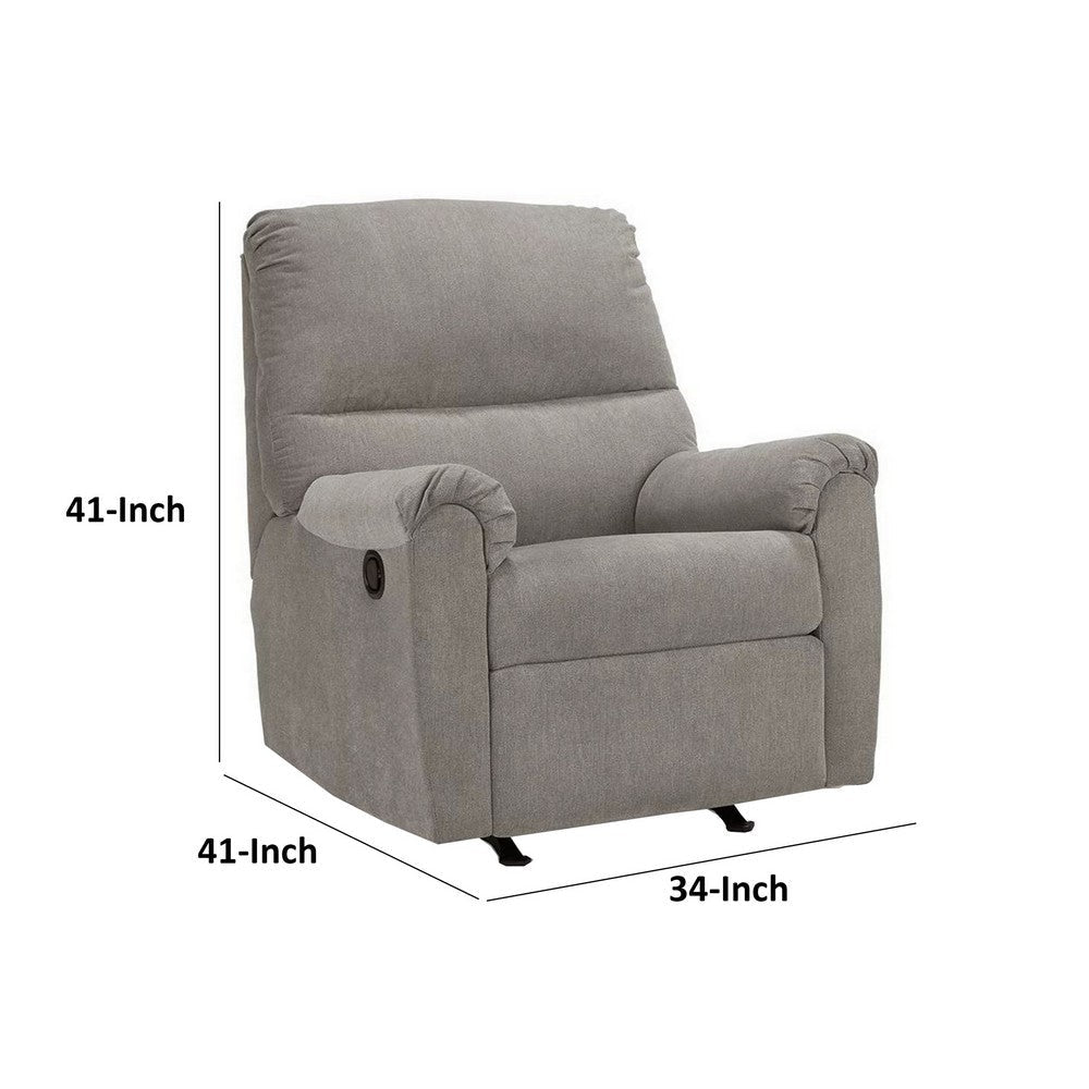 Avel 41 Inch Manual Recliner Chair Cushioned Arms Slate Gray Polyester By Casagear Home BM311698