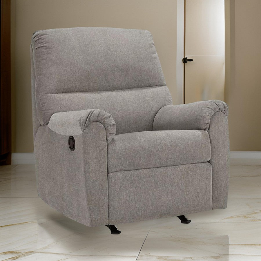 Avel 41 Inch Manual Recliner Chair Cushioned Arms Slate Gray Polyester By Casagear Home BM311698