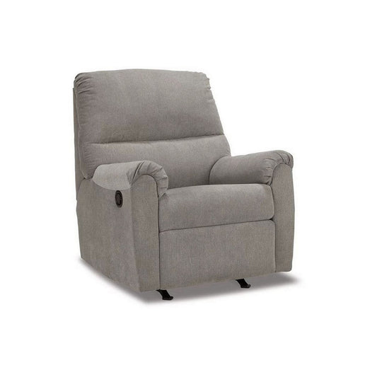 Avel 41 Inch Manual Recliner Chair, Cushioned Arms, Slate Gray Polyester By Casagear Home