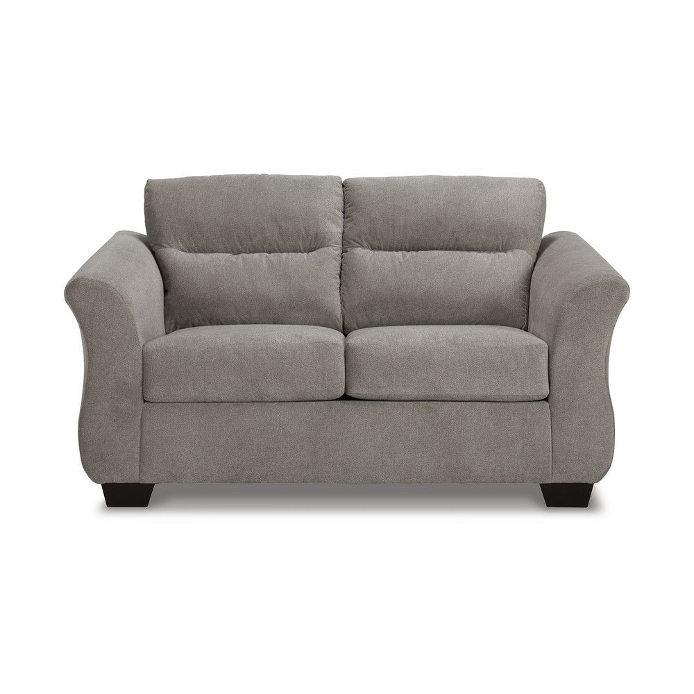 Avel 65 Inch Loveseat Tapered Arms Modern Soft Slate Gray Polyester By Casagear Home BM311699