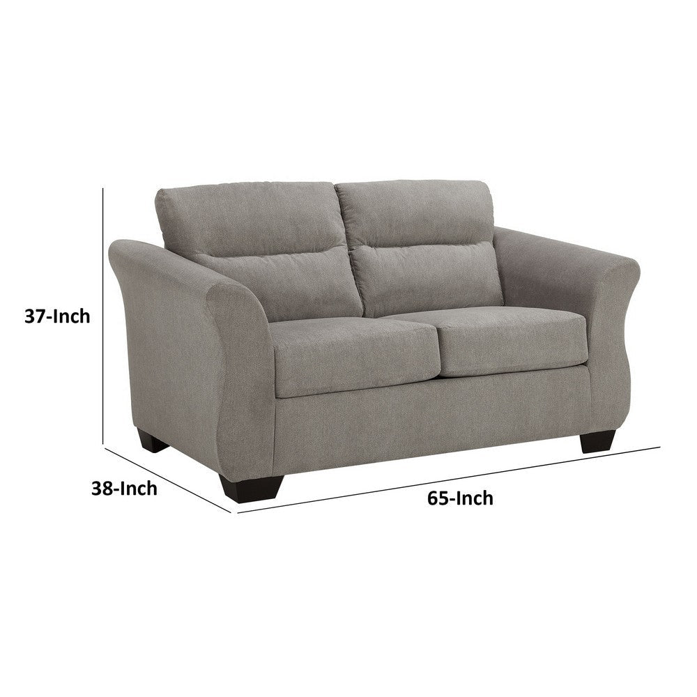 Avel 65 Inch Loveseat Tapered Arms Modern Soft Slate Gray Polyester By Casagear Home BM311699