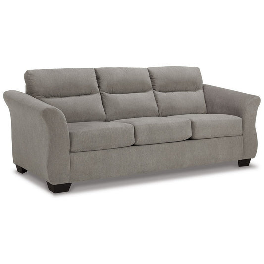 Avel 88 Inch Sofa, Tapered Arms and Soft Slate Gray Polyester Cushions By Casagear Home