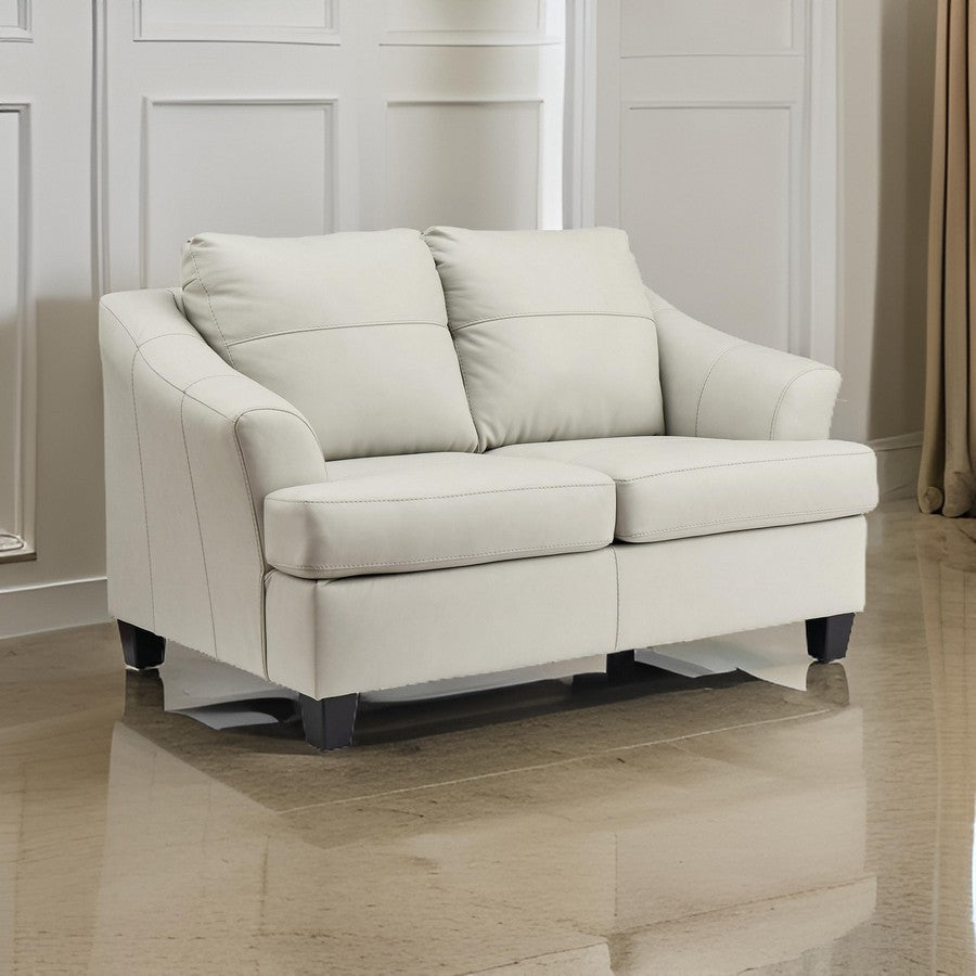 Geno 65 Inch Loveseat Oversized Back Cushion Off White Leather By Casagear Home BM311703