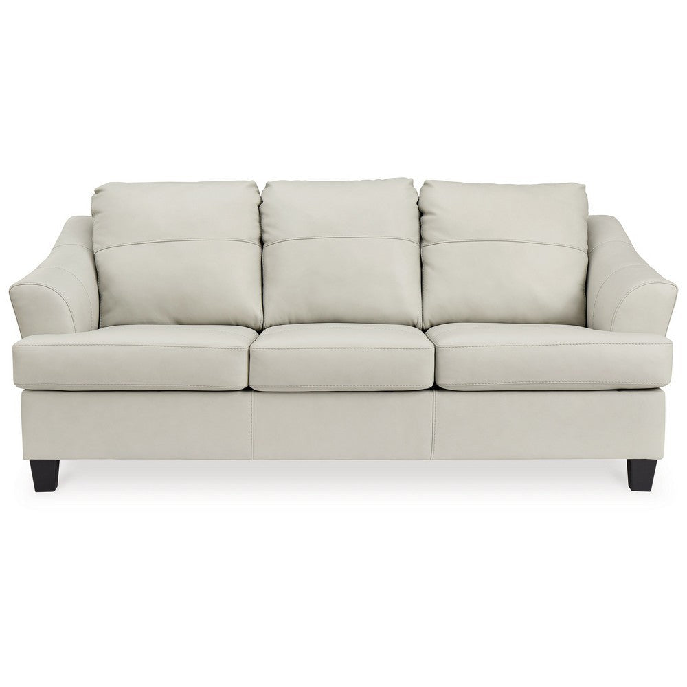 Geno 88 Inch Sofa Oversized Back Cushion Off White Real Leather By Casagear Home BM311704