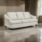 Geno 88 Inch Sofa, Oversized Back Cushion, Off White Real Leather By Casagear Home