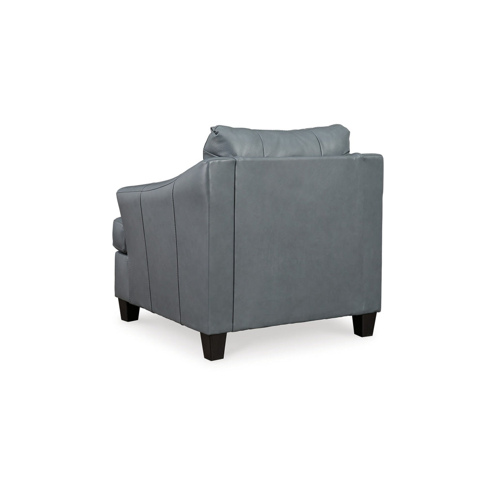 Geno 43 Inch Accent Chair Oversized Back Cushion Metallic Gray Leather By Casagear Home BM311706