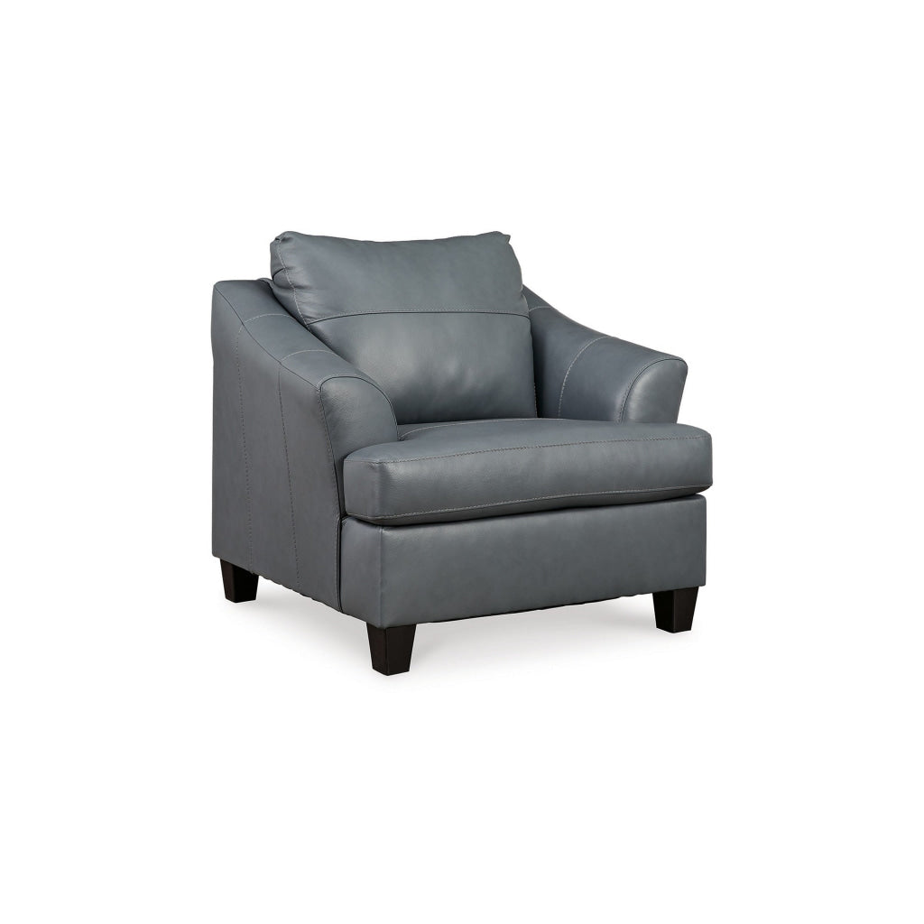 Geno 43 Inch Accent Chair Oversized Back Cushion Metallic Gray Leather By Casagear Home BM311706