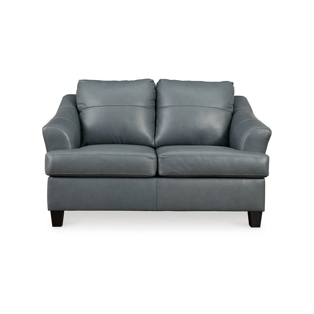 Geno 65 Inch Loveseat Oversized Back Cushion Metallic Gray Leather By Casagear Home BM311707