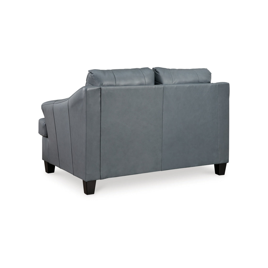 Geno 65 Inch Loveseat Oversized Back Cushion Metallic Gray Leather By Casagear Home BM311707