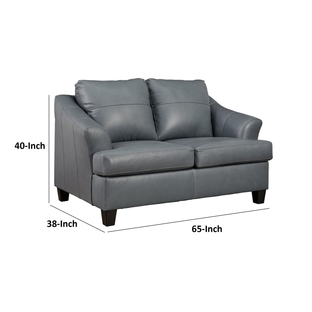 Geno 65 Inch Loveseat Oversized Back Cushion Metallic Gray Leather By Casagear Home BM311707