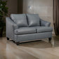 Geno 65 Inch Loveseat Oversized Back Cushion Metallic Gray Leather By Casagear Home BM311707