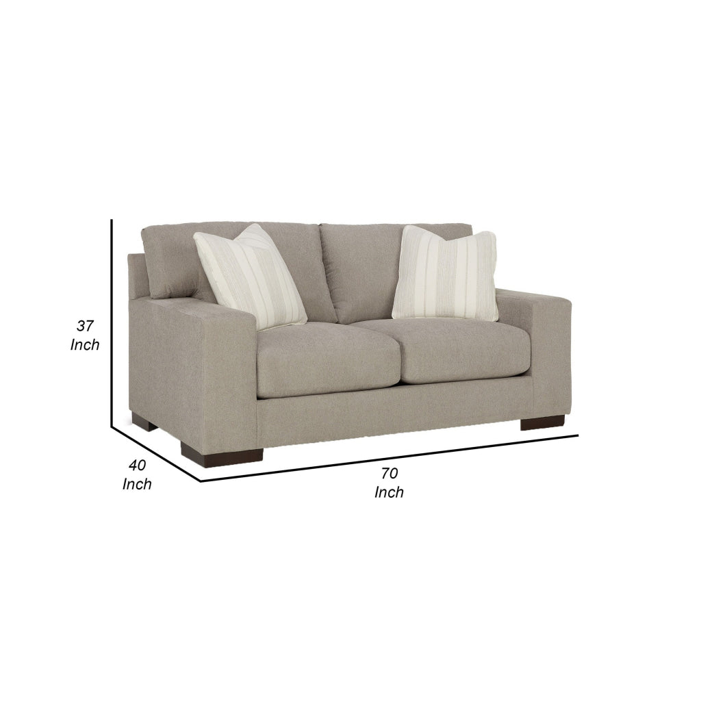 Magg 70 Inch Loveseat 2 Ivory Throw Pillows Soft Flax Beige Polyester By Casagear Home BM311710