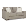 Magg 70 Inch Loveseat 2 Ivory Throw Pillows Soft Flax Beige Polyester By Casagear Home BM311710