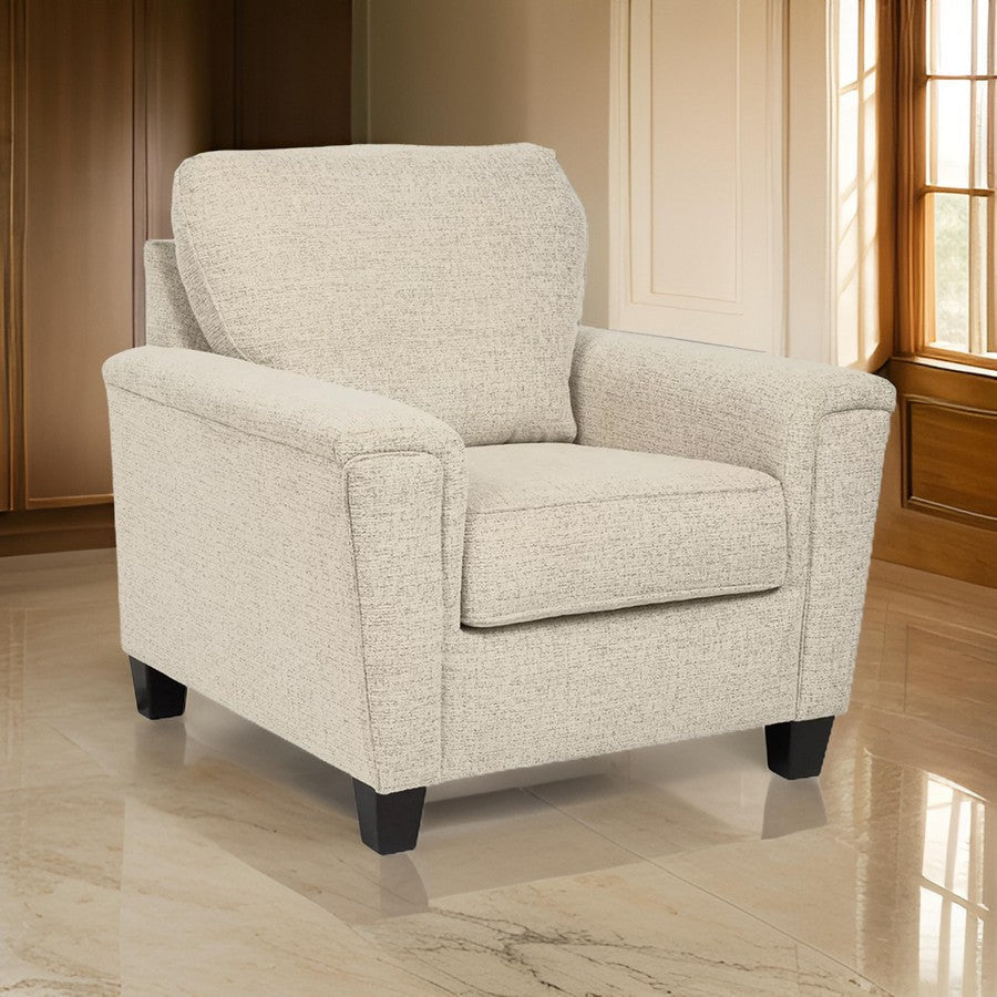 Abin 41 Inch Accent Chair Modern Angled Shape Cream Chenille Polyester By Casagear Home BM311712