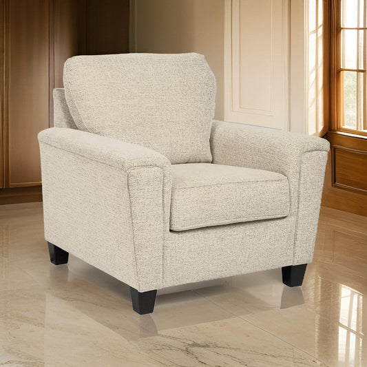 Abin 41 Inch Accent Chair, Modern Angled Shape, Cream Chenille Polyester By Casagear Home