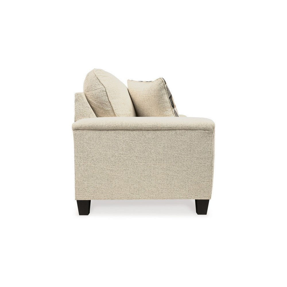 Abin 61 Inch Loveseat 2 Throw Pillows Modern Cream Chenille Polyester By Casagear Home BM311713