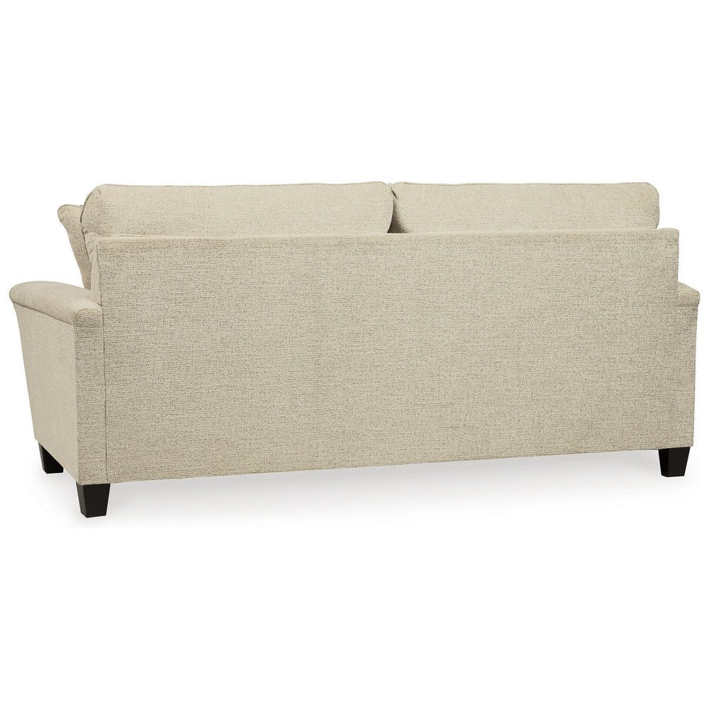 Abin 89 Inch Sofa 2 Throw Pillows Modern Cream Chenille Polyester By Casagear Home BM311714