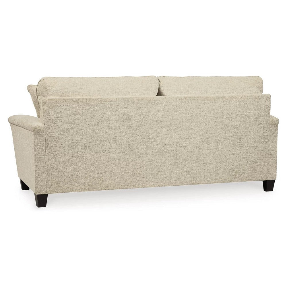 Abin 89 Inch Queen Sofa Sleeper 2 Throw Pillows Cream Chenille Polyester By Casagear Home BM311715