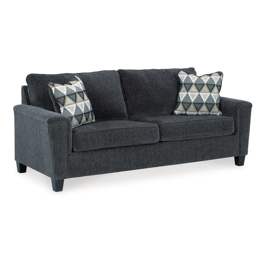 Abin 89 Inch Queen Sofa Sleeper 2 Throw Pillows Gray Chenille Polyester By Casagear Home BM311716