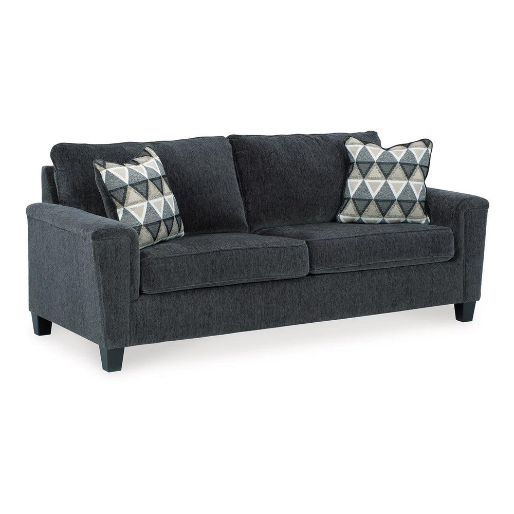 Abin 89 Inch Queen Sofa Sleeper, 2 Throw Pillows, Gray Chenille Polyester By Casagear Home