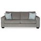 Alti 85 Inch Sofa with 2 Floral Print Throw Pillows Light Gray Chenille By Casagear Home BM311718