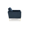 Maca 35 Inch Accent Chair Navy Blue Polyester and Brass Metal Legs By Casagear Home BM311719