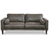 Royo 82 Inch Sofa with 2 Bolster Pillows Soft Gray Brown Faux Leather By Casagear Home BM311725