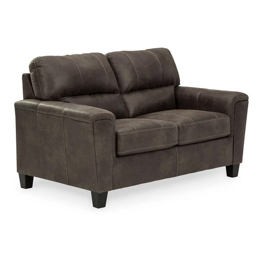 Nav 61 Inch Loveseat, Modern Plush Cushions, Weathered Taupe Faux Leather By Casagear Home