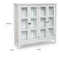 47 Inch Accent Cabinet 2 Shelves Glass Doors White Gray Wood Veneer By Casagear Home BM311737