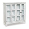 47 Inch Accent Cabinet, 2 Shelves, Glass Doors, White Gray Wood Veneer By Casagear Home