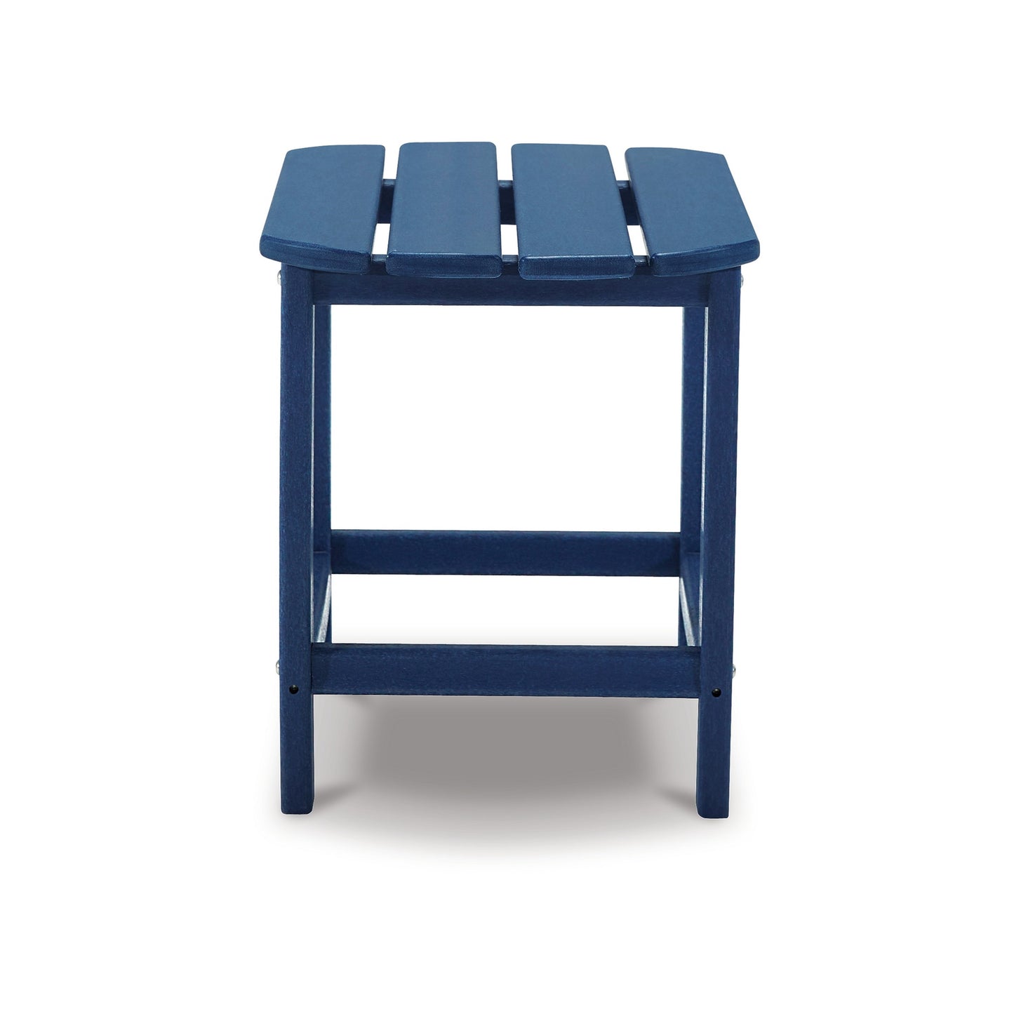 Suen 19 Inch End Table Outdoor Blue Polyethylene Slatted Top Steel Frame By Casagear Home BM311742