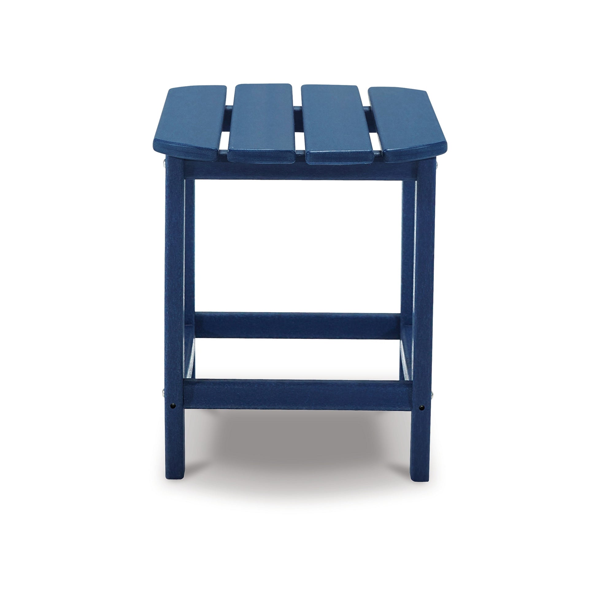 Suen 19 Inch End Table Outdoor Blue Polyethylene Slatted Top Steel Frame By Casagear Home BM311742