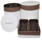 5 Piece Laundry Basket and Tray Set Round Folding Brown Bamboo White By Casagear Home BM311746