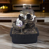 Eci 10 Inch Wolf Tabletop Water Fountain LED Lights Painted Gray Finish By Casagear Home BM311755