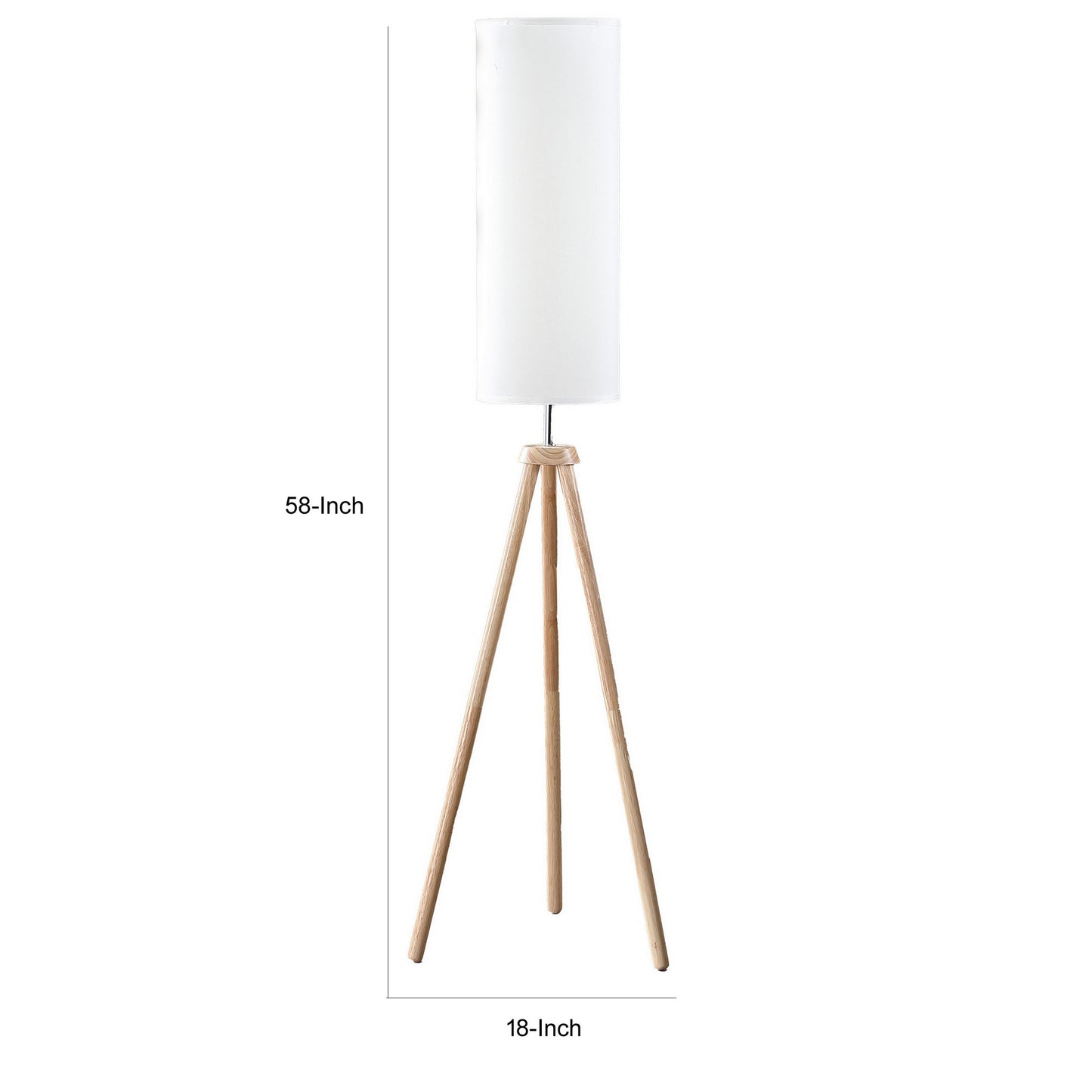 58 Inch Floor Lamp Tall Glam Drum White Shade Metal Tripod Body Brown By Casagear Home BM311758