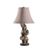 21 Inch Accent Table Lamp 3 Stacked Elephants Linen Bell Shade Brown Gray By Casagear Home BM311759