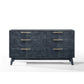 Cid Coy 55 Inch Wide Dresser 6 Drawer Metal Base Gray Wood Grains Gold By Casagear Home BM311765