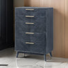 Cid Coy 47 Inch Tall Dresser Chest 5 Drawer Gold Metal Ash Gray Wood By Casagear Home BM311766