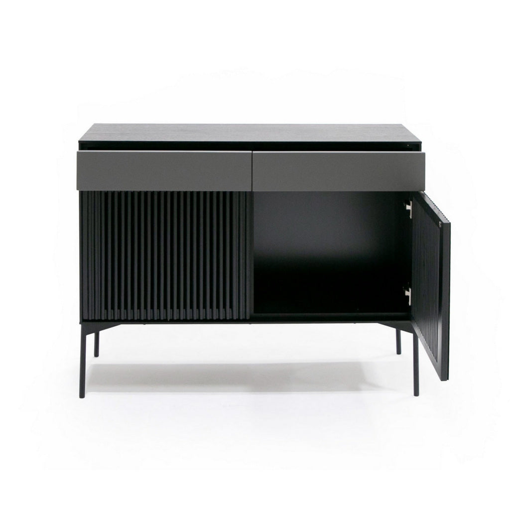 43 Inch Sideboard Console Cabinet 2 Drawers 2 Louvered Doors Black By Casagear Home BM311767