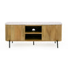 Cid Jolie 53 Inch TV Entertainment Console 2 Doors White Marble Brown By Casagear Home BM311772