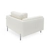 44 Inch Chair Tuxedo Square Arms Metal Legs Off White Fabric Upholstery By Casagear Home BM311776