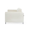 44 Inch Chair Tuxedo Square Arms Metal Legs Off White Fabric Upholstery By Casagear Home BM311776