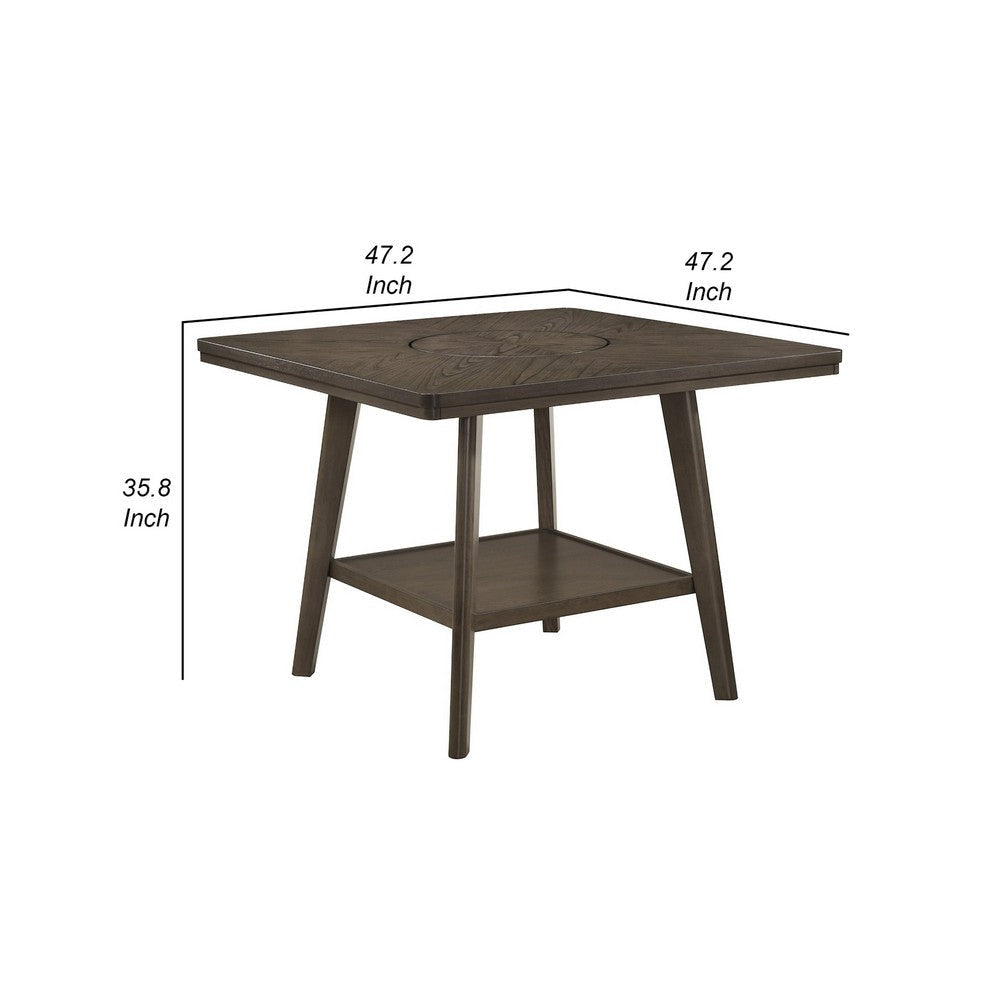 Felix 47 Inch Counter Height Dining Table Wood Frame with Shelf Brown By Casagear Home BM311782