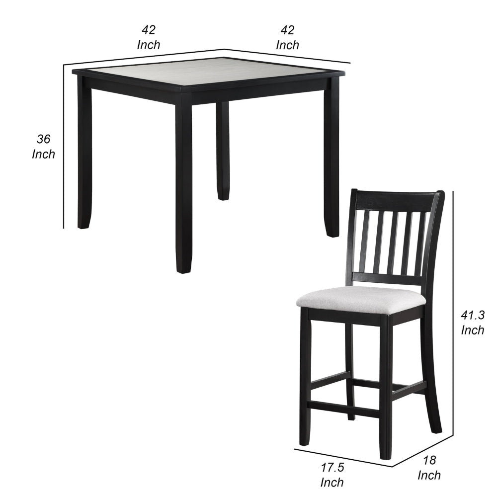 Nick 5 Piece Counter Height Dining Table and Chairs Set Black White By Casagear Home BM311783